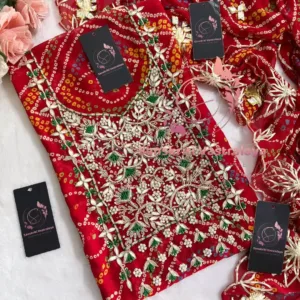 Georgette fabric kurta with zardoshi handwork