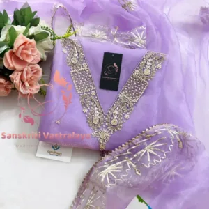 Organza fabric kurta with zardoshi handwork