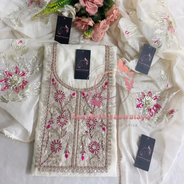 chanderi fabric kurta with zardogi handwork - Image 2