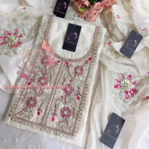 chanderi fabric kurta with zardogi handwork