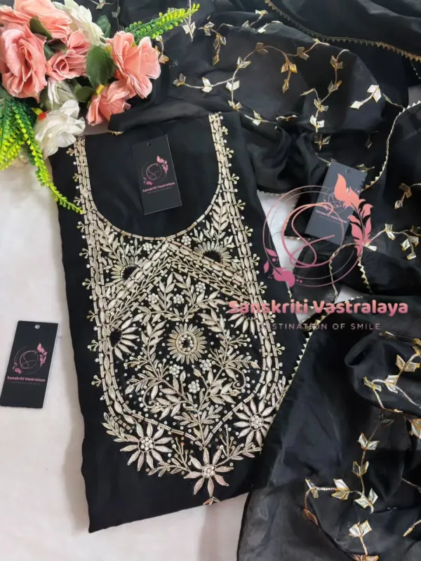 Chanderi fabric kurta with zardoshi handwork
