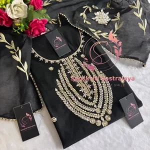 heavy rich chanderi fabric kurta with zardoshi handwork