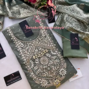 heavy rich chanderi fabric kurta with zardoshi handwork