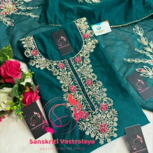 Chanderi fabric kurta with zardoshi handwork