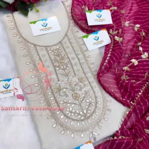 heavy rich chanderi fabric kurta with zardoshi handwork