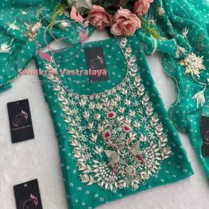 Georgette fabric kurta with zardoshi handwork