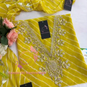 Georgette fabric kurta with zardoshi handwork