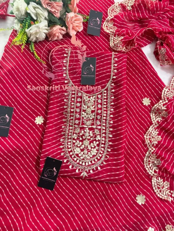 Georgette fabric kurta with zardoshi handwork - Image 3