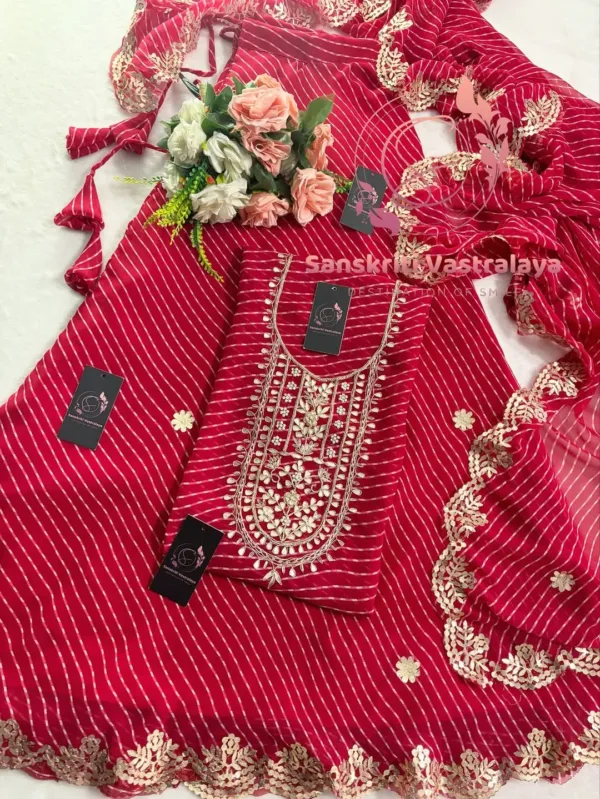 Georgette fabric kurta with zardoshi handwork