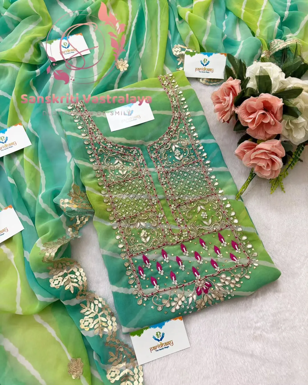 heavy rich Georgette fabric kurta with zardoshi handwork