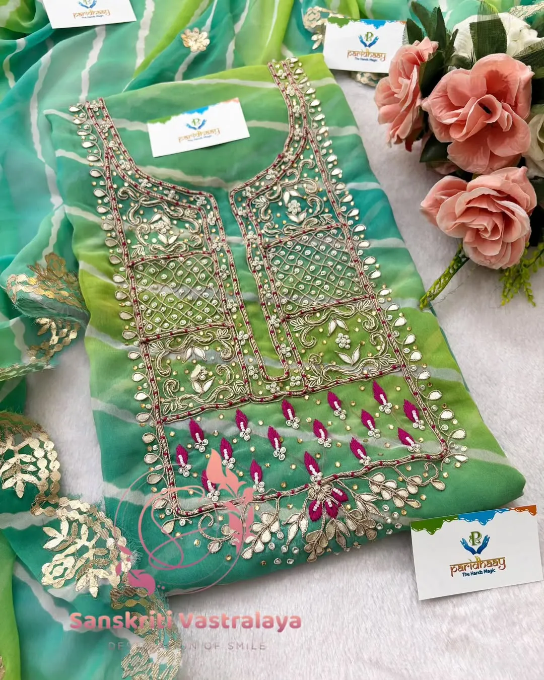 heavy rich Georgette fabric kurta with zardoshi handwork - Image 3