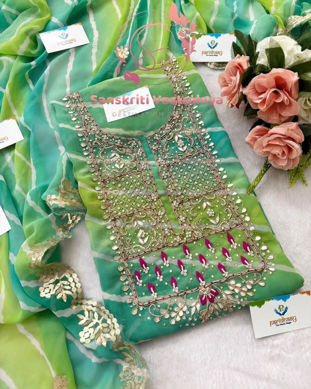 heavy rich Georgette fabric kurta with zardoshi handwork - Image 2