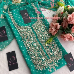 Georgette fabric kurta with zardoshi handwork