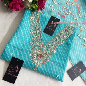 Kota doria fabric kurta with zardoshi handwork