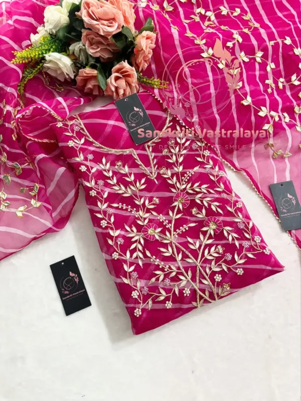 Viscose organza fabric kurta with zardoshi handwork - Image 2