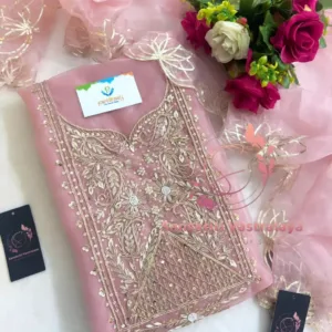 heavy rich organza fabric kurta with zardogi handwork