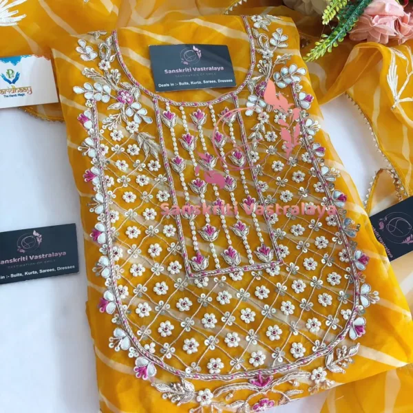 Viscose organza fabric kurta with zardogi handwork - Image 2