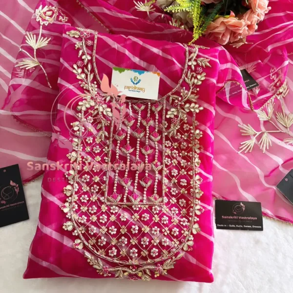 Viscose organza fabric kurta with zardogi handwork - Image 2