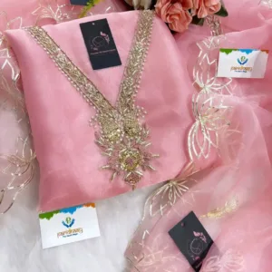 heavy rich organza fabric kurta with zardoshi handwork