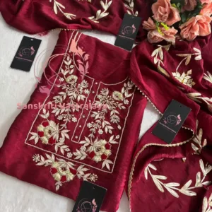 American silk fabric kurta with zardogi handwork