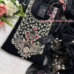 heavy rich Georgette fabric kurta with zardoshi handwork