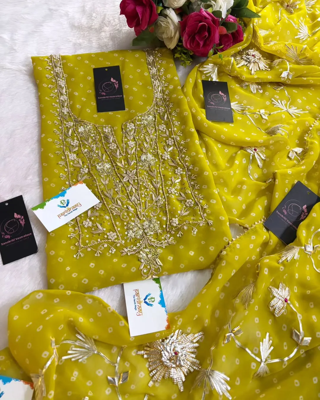 heavy rich Georgette fabric kurta with zardoshi handwork