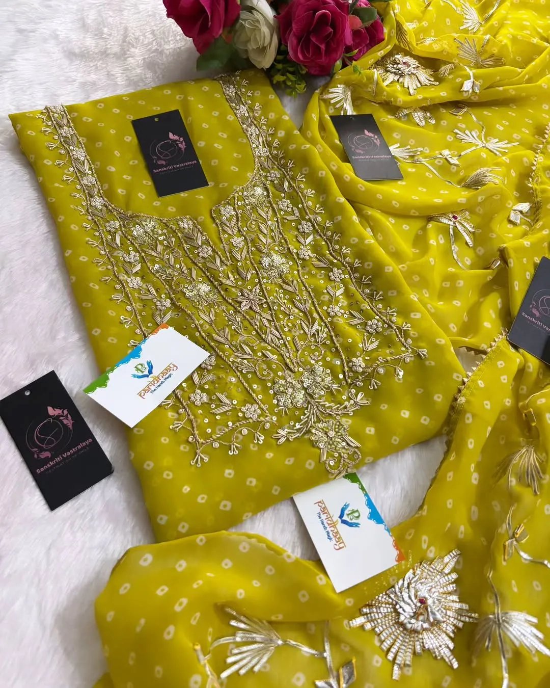 heavy rich Georgette fabric kurta with zardoshi handwork - Image 3