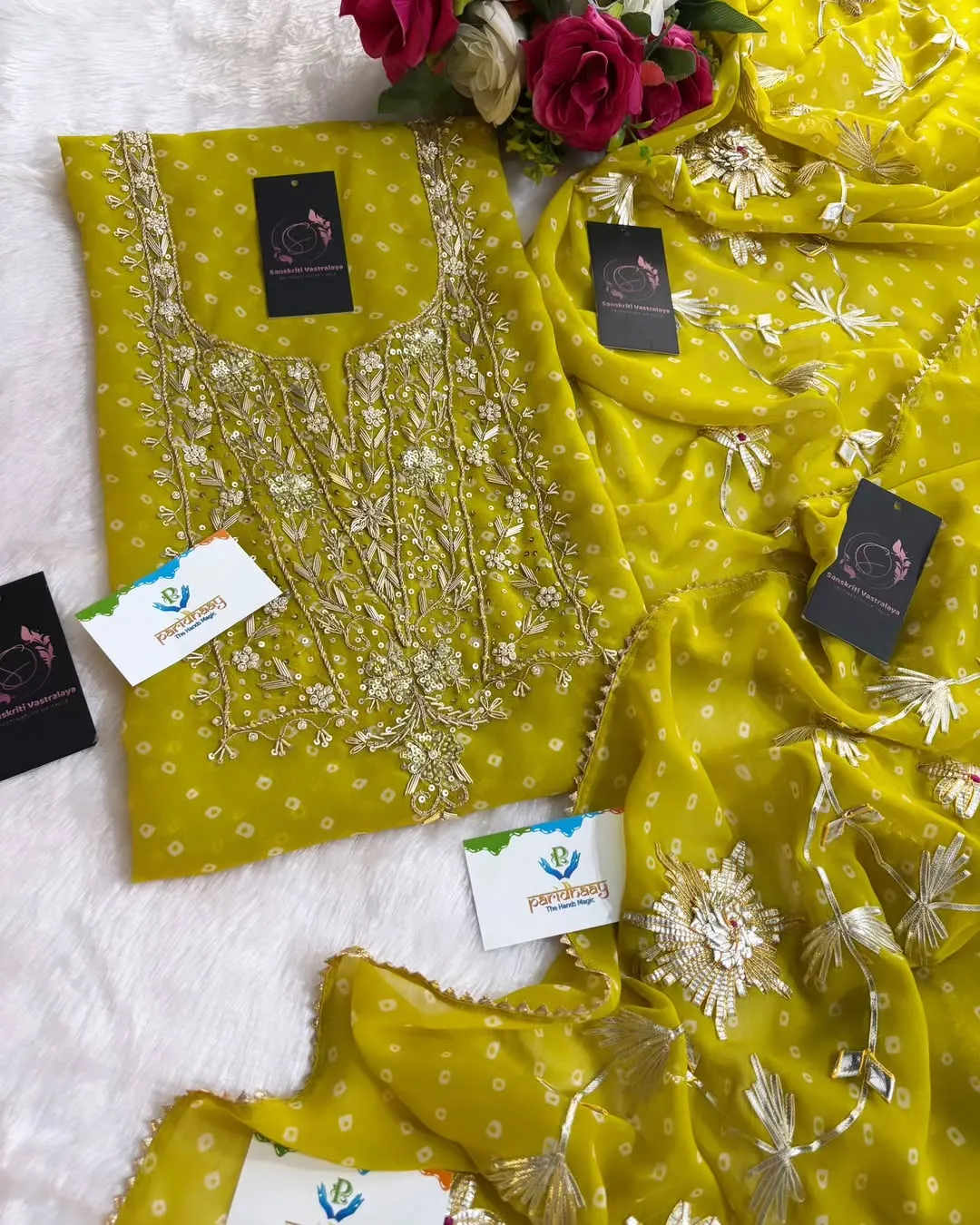 heavy rich Georgette fabric kurta with zardoshi handwork - Image 2