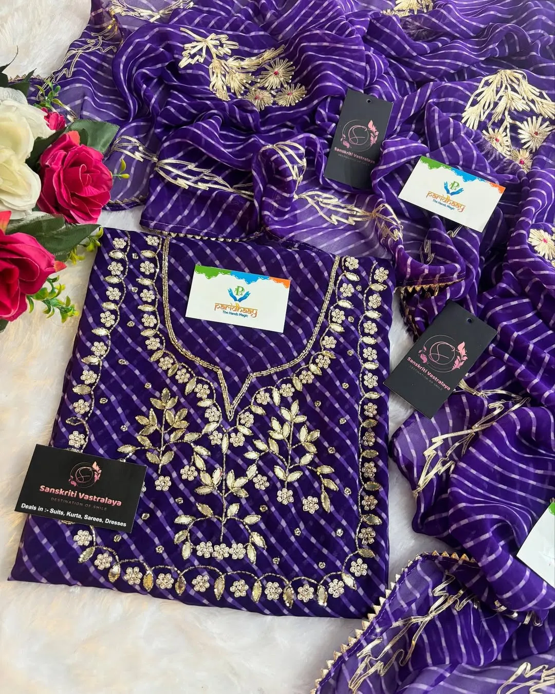 heavy rich Georgette fabric kurta with zardoshi handwork - Image 3