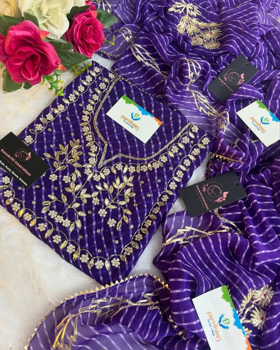 heavy rich Georgette fabric kurta with zardoshi handwork - Image 2