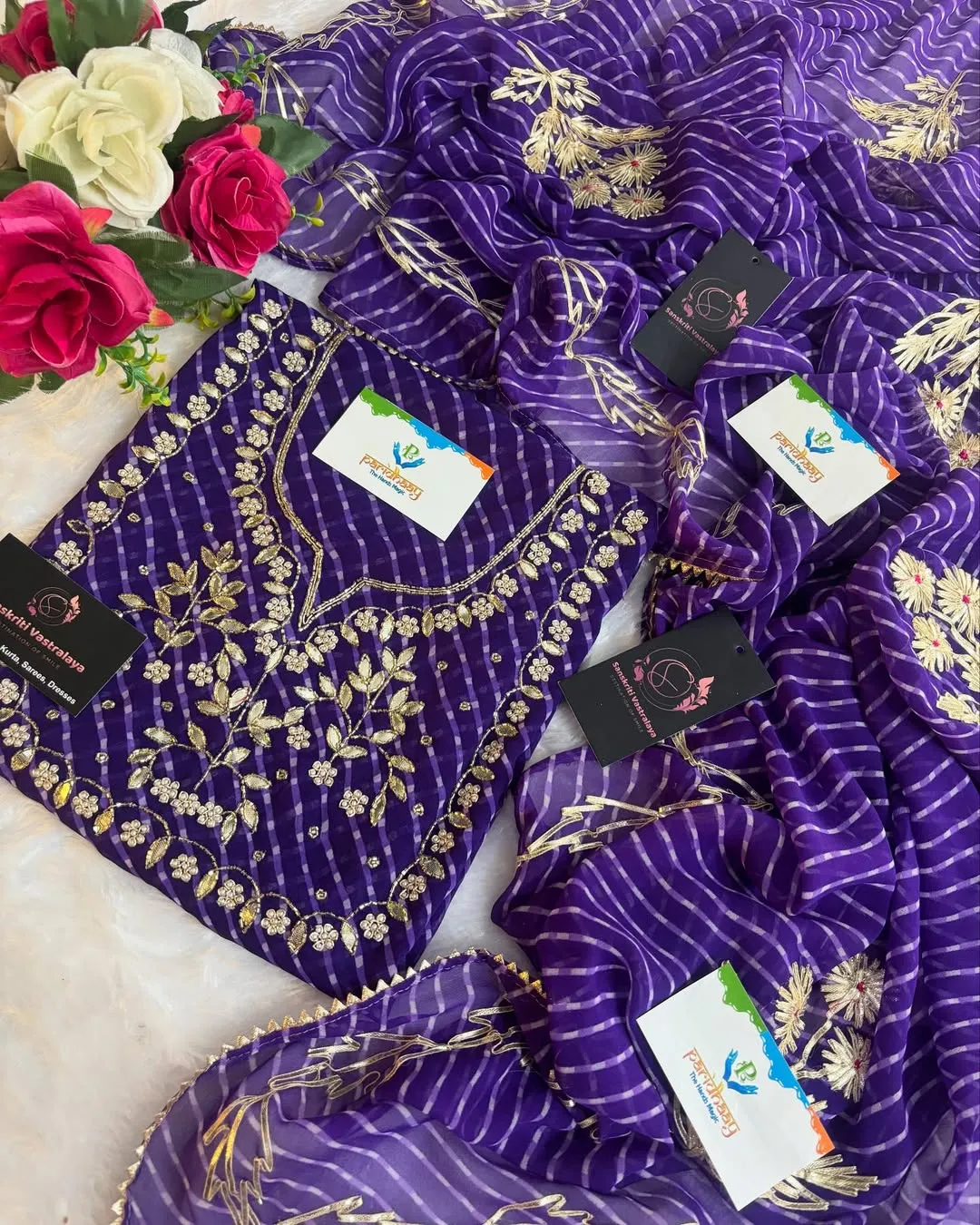 heavy rich Georgette fabric kurta with zardoshi handwork