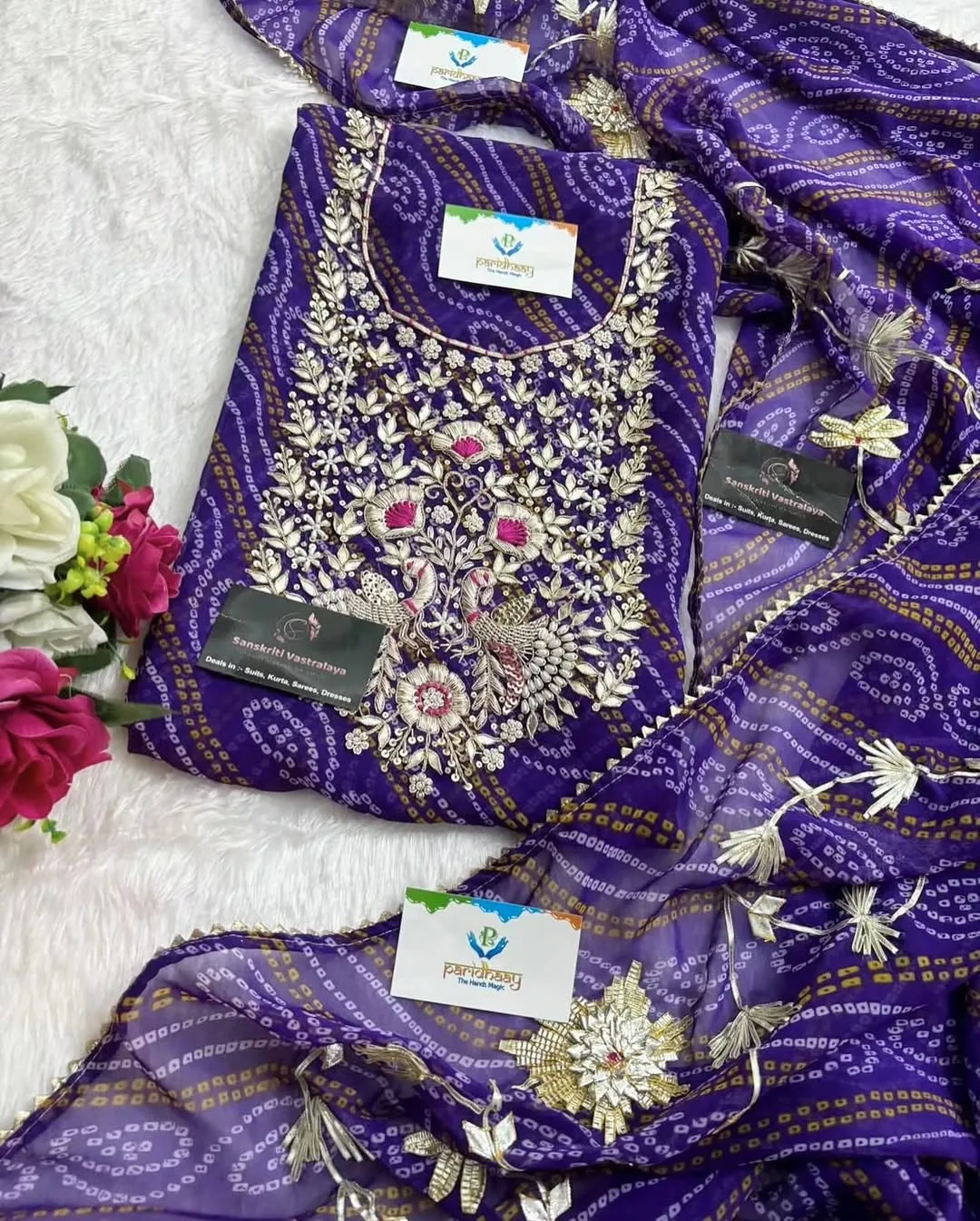 heavy rich Georgette fabric kurta with zardoshi handwork - Image 2