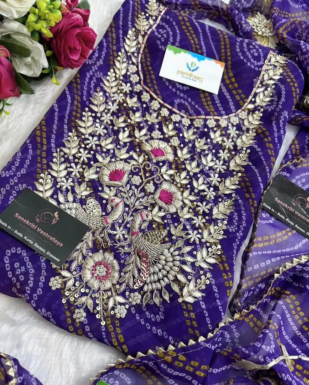 heavy rich Georgette fabric kurta with zardoshi handwork - Image 3