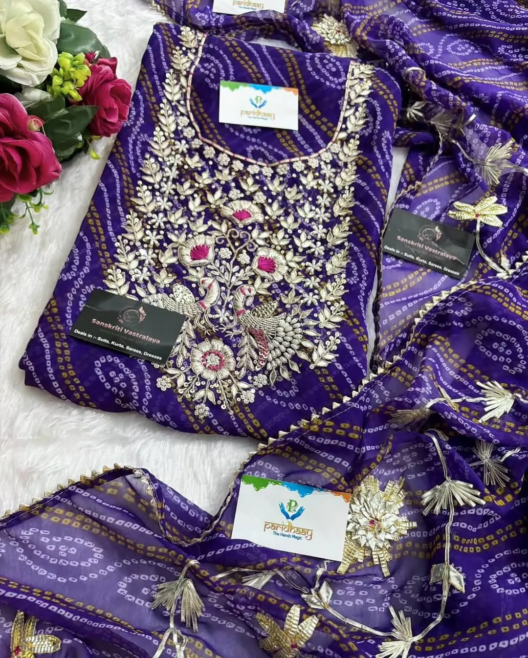 heavy rich Georgette fabric kurta with zardoshi handwork