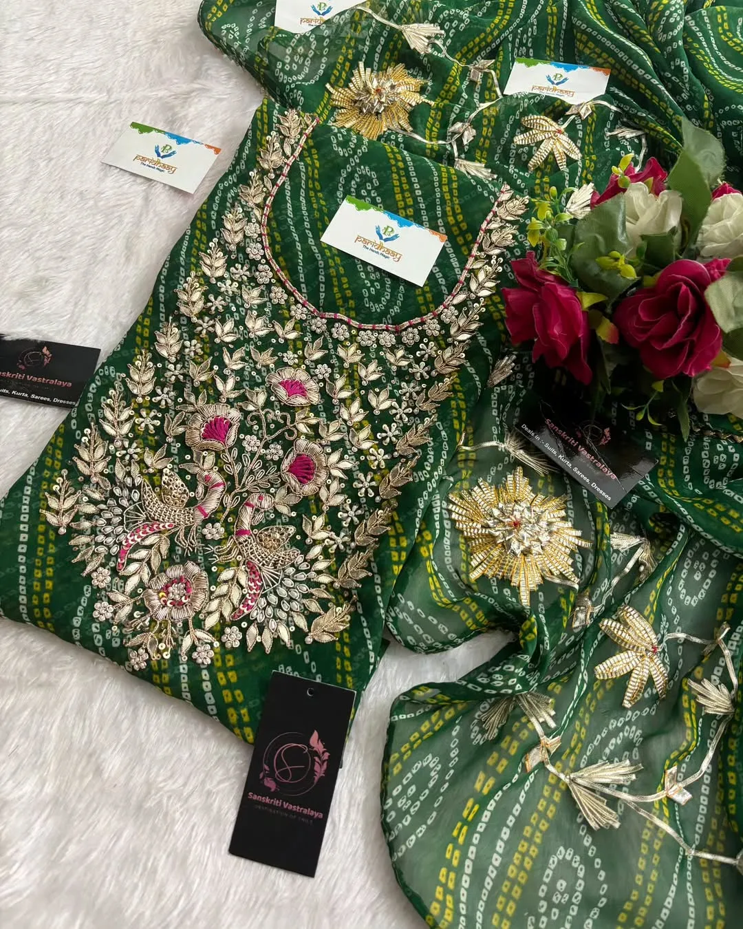 heavy rich Georgette fabric kurta with zardoshi handwork