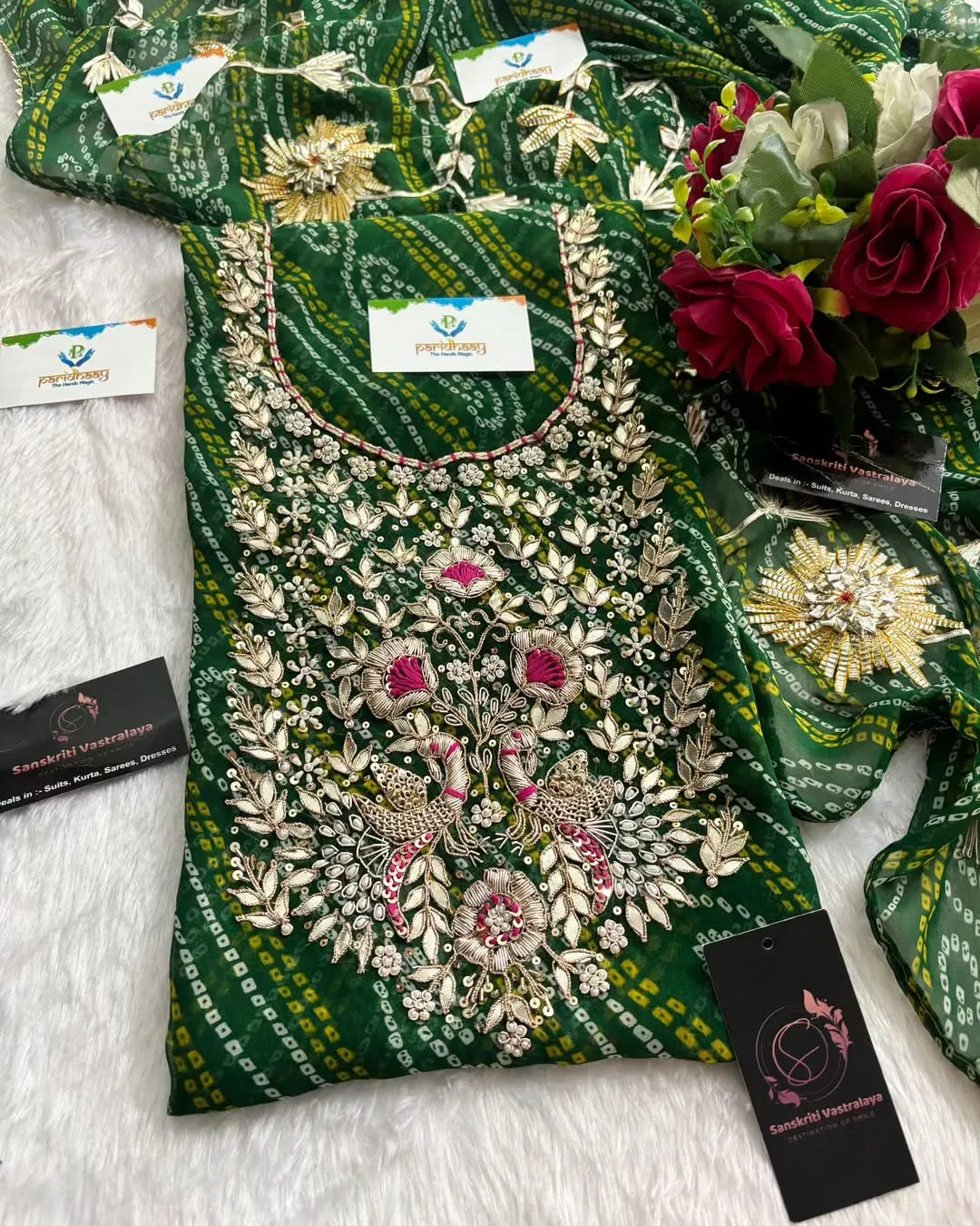 heavy rich Georgette fabric kurta with zardoshi handwork - Image 3