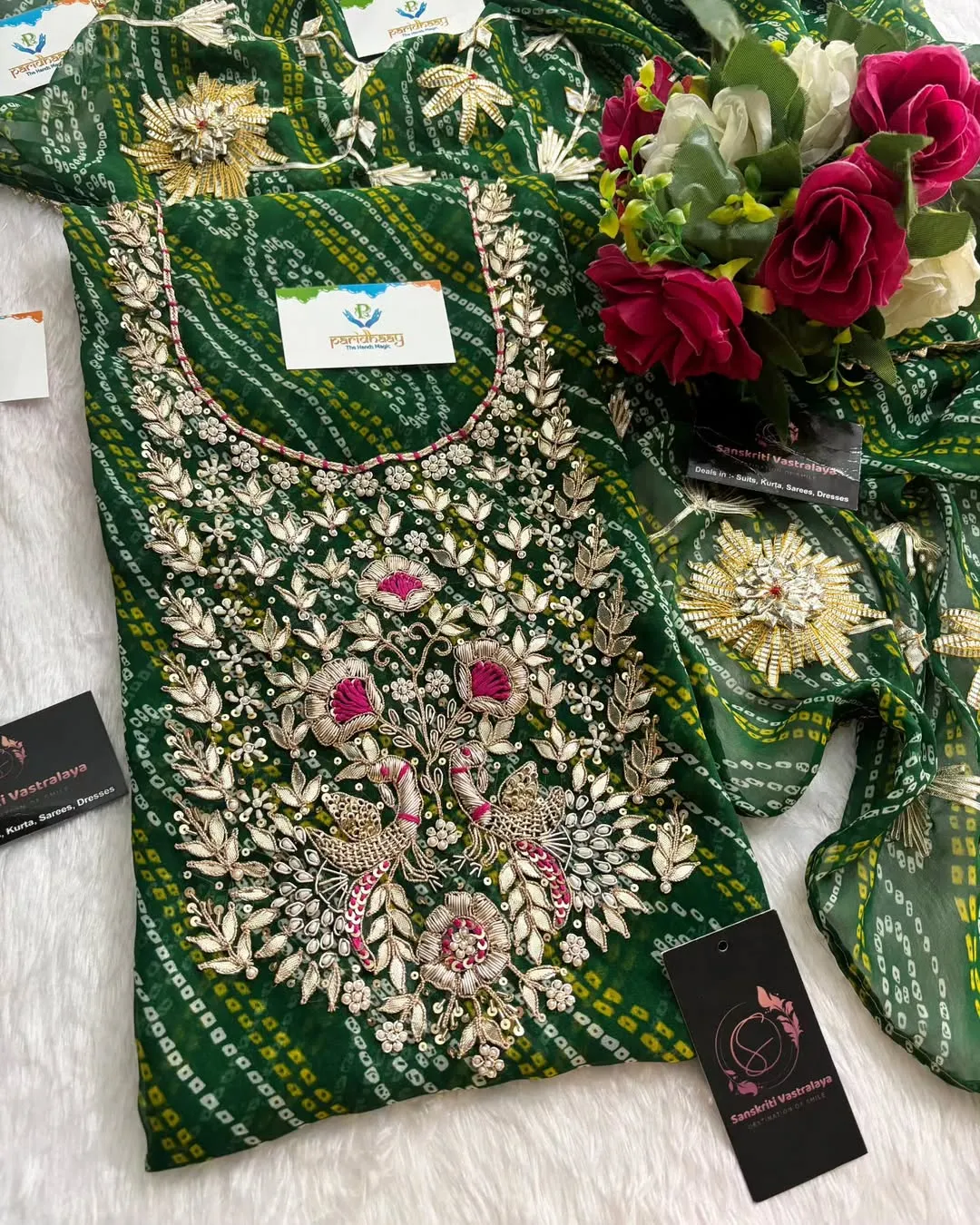 heavy rich Georgette fabric kurta with zardoshi handwork - Image 2