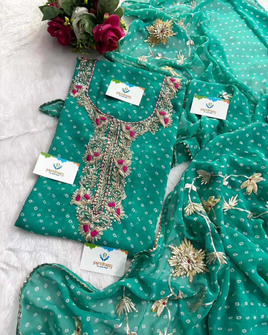 heavy rich Georgette fabric kurta with zardoshi handwork