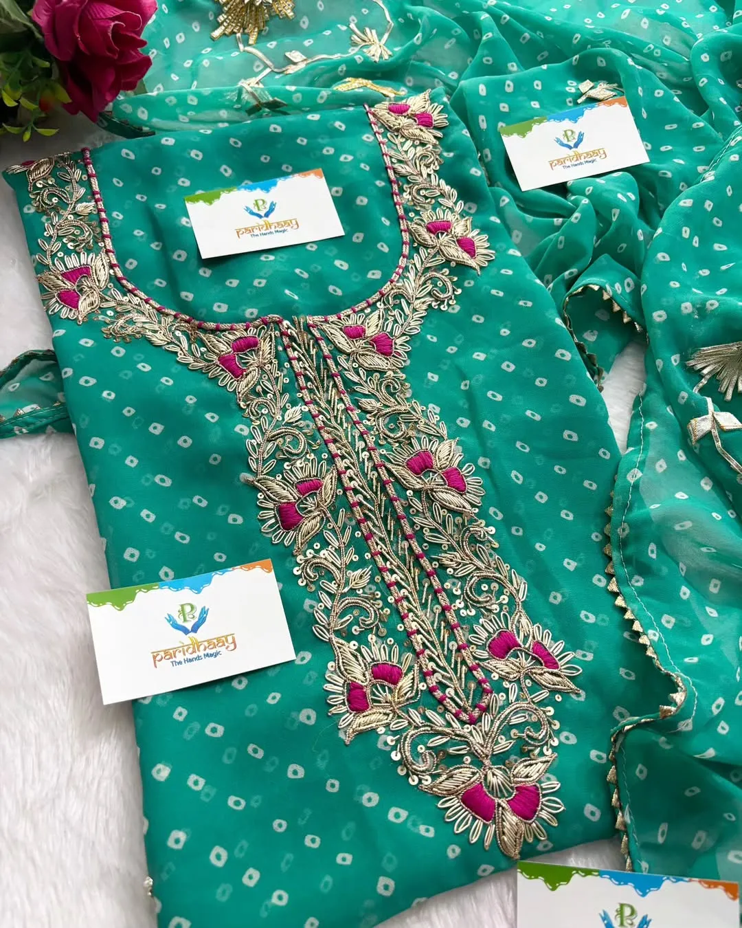 heavy rich Georgette fabric kurta with zardoshi handwork - Image 2