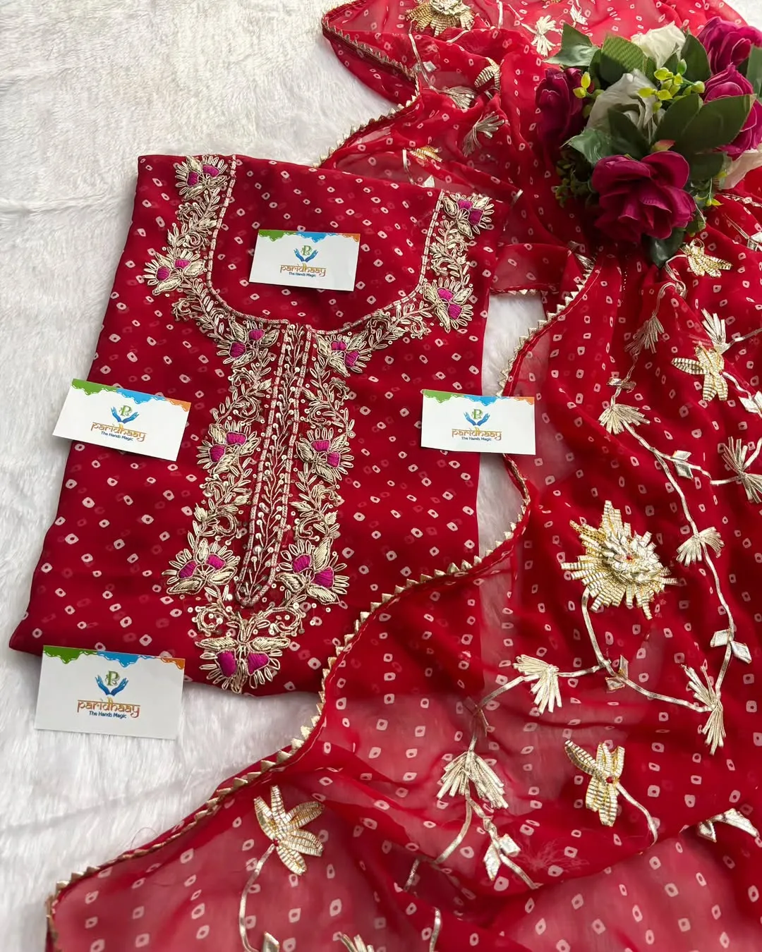 heavy rich Georgette fabric kurta with zardoshi handwork - Image 3