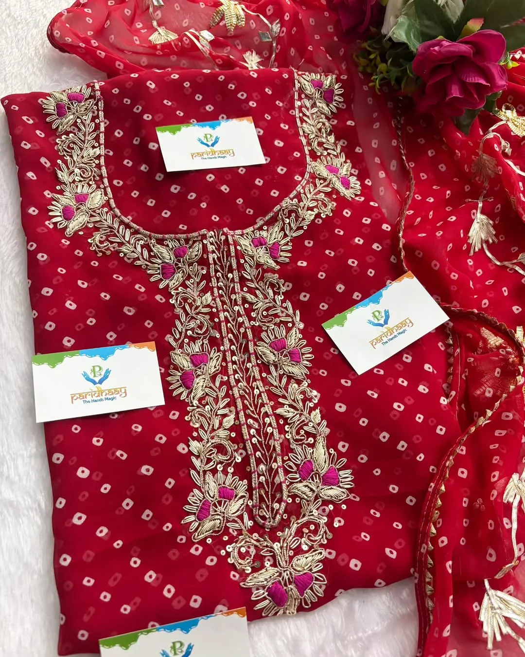 heavy rich Georgette fabric kurta with zardoshi handwork - Image 2