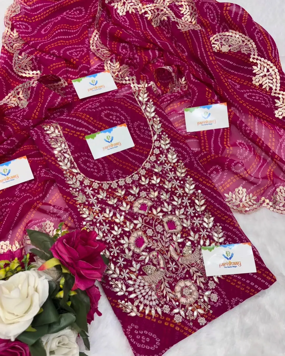 heavy rich Georgette fabric kurta with zardoshi handwork