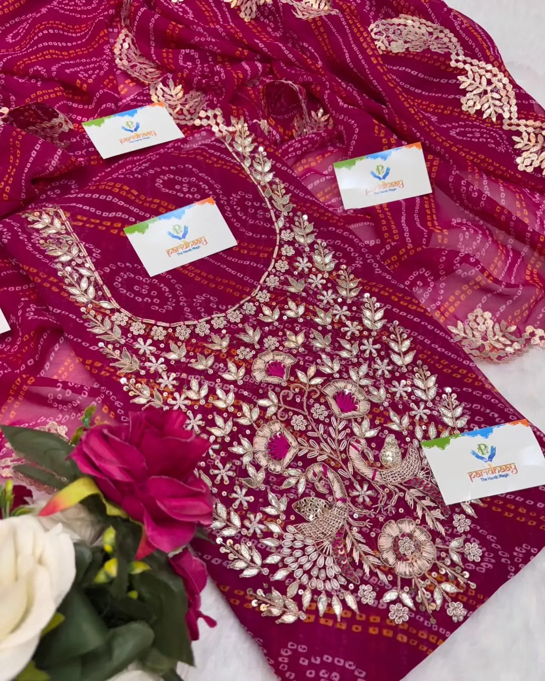 heavy rich Georgette fabric kurta with zardoshi handwork - Image 3