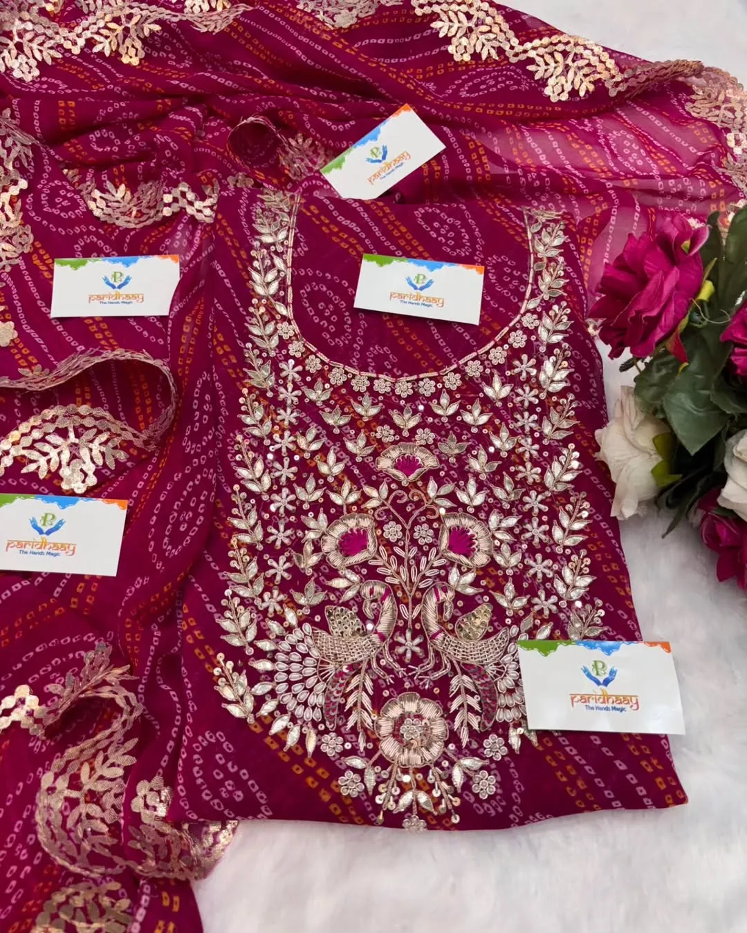 heavy rich Georgette fabric kurta with zardoshi handwork - Image 2