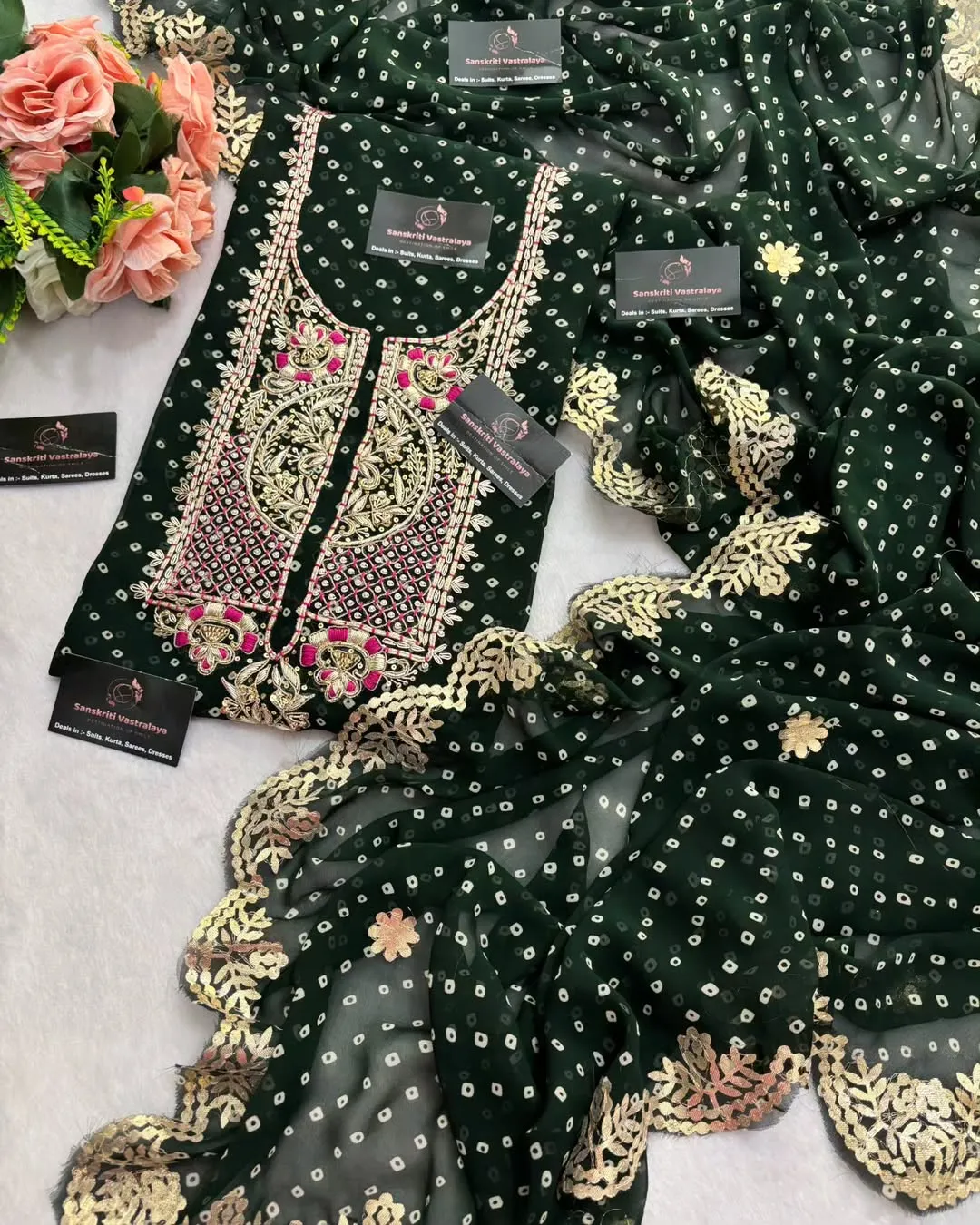 heavy rich Georgette fabric kurta with zardoshi handwork - Image 3