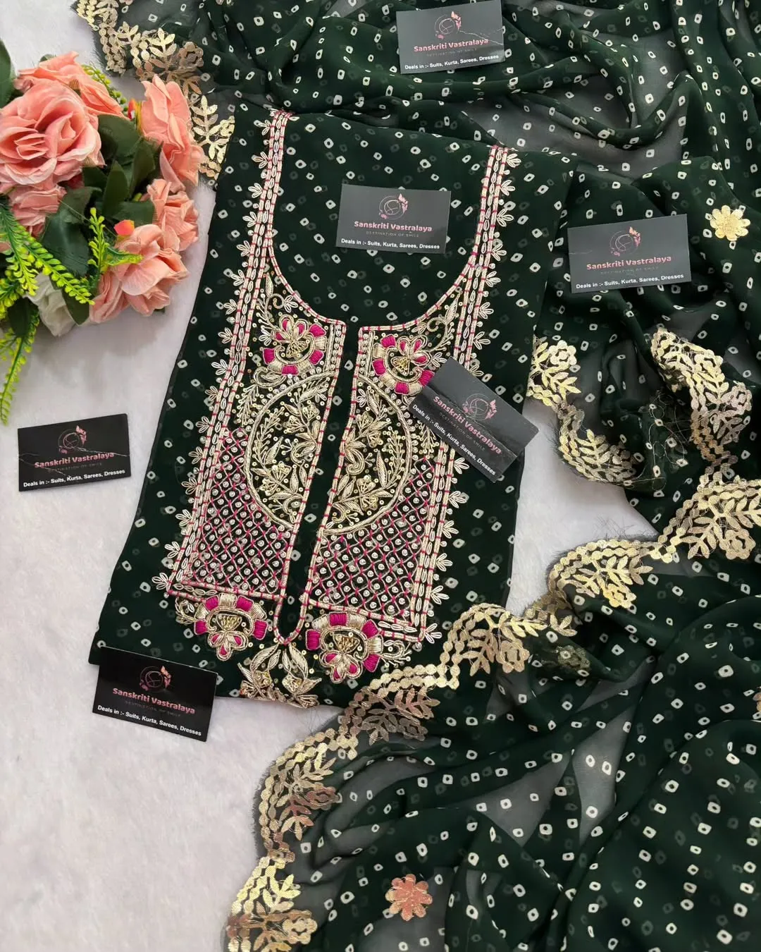 heavy rich Georgette fabric kurta with zardoshi handwork - Image 2