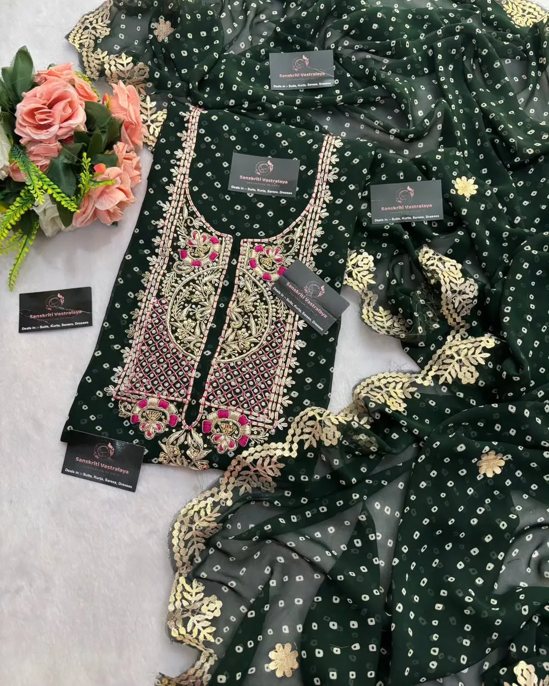 heavy rich Georgette fabric kurta with zardoshi handwork