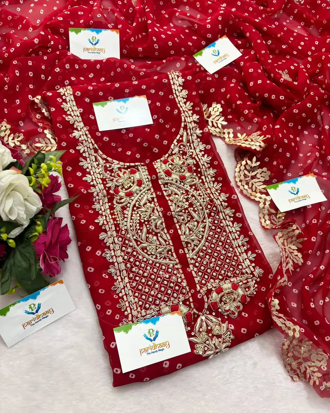 heavy rich Georgette fabric kurta with zardoshi handwork - Image 3