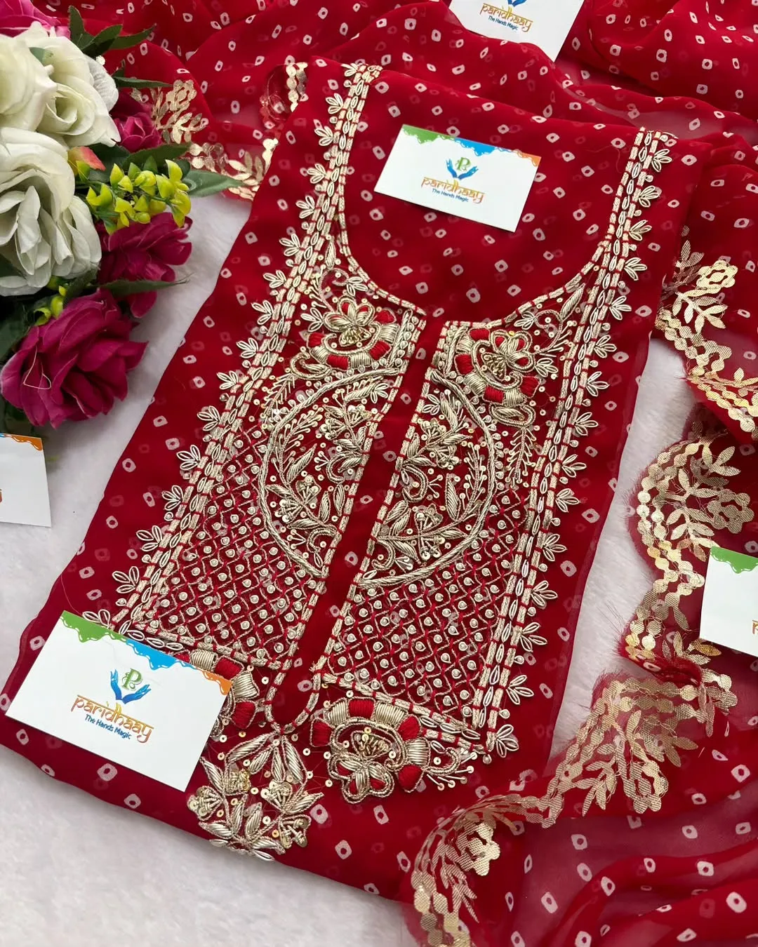 heavy rich Georgette fabric kurta with zardoshi handwork - Image 2