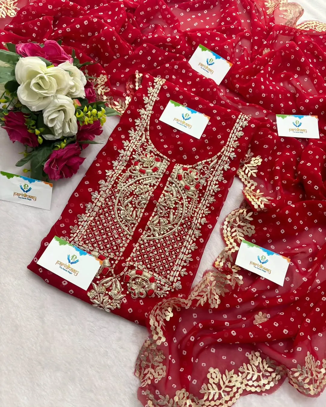 heavy rich Georgette fabric kurta with zardoshi handwork